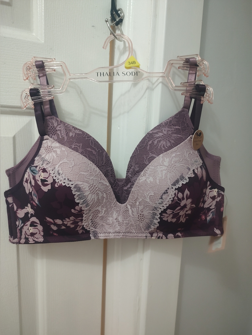 Set of (2) 34B push up Very Pretty New with Tags Talia Sodi reg $58 Berry Flower
